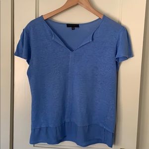 Sky Blue linen top with silk hem